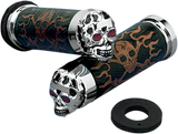 DRAG SPECIALTIES Grips - Skull Grips - Red Eyes - Chrome 17-0505CDTS - Cycle City Outdoors