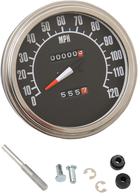 DRAG SPECIALTIES 5" MPH FL-Style 1:1 Speedometer - '68-'84 Black Face 70847M - Cycle City Outdoors