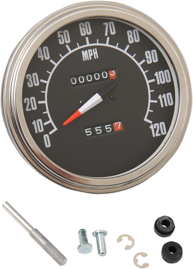 DRAG SPECIALTIES 5" MPH FL-Style 1:1 Speedometer - '68-'84 Black Face 70847M - Cycle City Outdoors