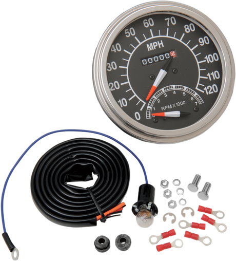 DRAG SPECIALTIES 5" MPH FL-Style 2:1 Speedometer with Tach - '68-'84 Black Face 72418M - Cycle City Outdoors