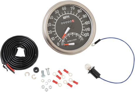 DRAG SPECIALTIES 5" MPH FL-Style 1:1 Speedometer with Tachometer - '68-'84 Black Face 71478M - Cycle City Outdoors