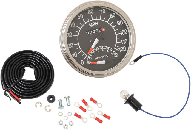 DRAG SPECIALTIES 5" MPH FL-Style 1:1 Speedometer with Tachometer - '68-'84 Black Face 71478M - Cycle City Outdoors