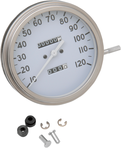 DRAG SPECIALTIES 5" MPH FL-Style 2:1 Speedometer - '36-'40 White Face 72758M - Cycle City Outdoors