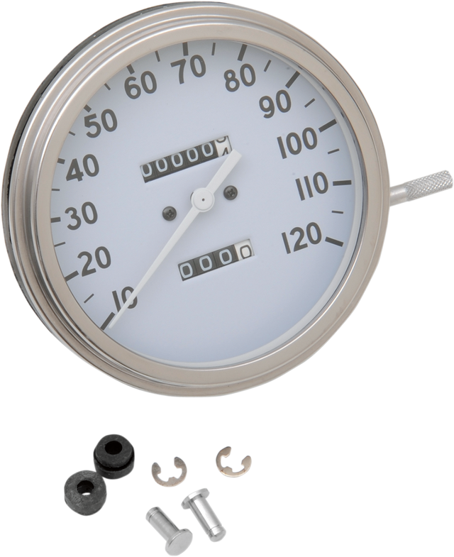 DRAG SPECIALTIES 5" MPH FL-Style 2:1 Speedometer - '36-'40 White Face 72758M - Cycle City Outdoors