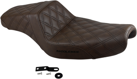 SADDLEMEN Step-Up Seat - Full Lattice Stitch - Brown - XL 807-11-175BR