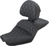 SADDLEMEN Explorer Seat - With Backrest - Lattice Stitched - Black - XL '04-'20 807-03-030LS