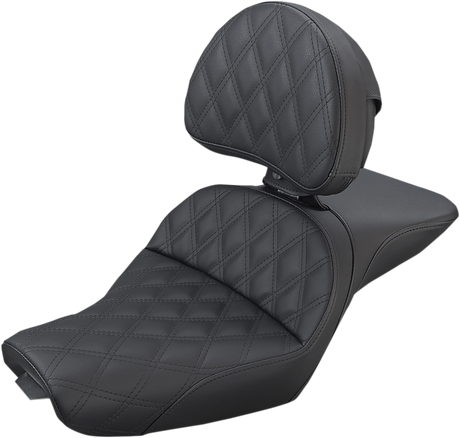 SADDLEMEN Explorer Seat - With Backrest - Lattice Stitched - Black - XL '04-'20 807-03-030LS