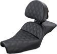 SADDLEMEN Explorer Seat - With Backrest - Lattice Stitched - Black - XL '04-'22 807-11-030LS