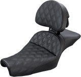 SADDLEMEN Explorer Seat - With Backrest - Lattice Stitched - Black - XL '04-'22 807-11-030LS