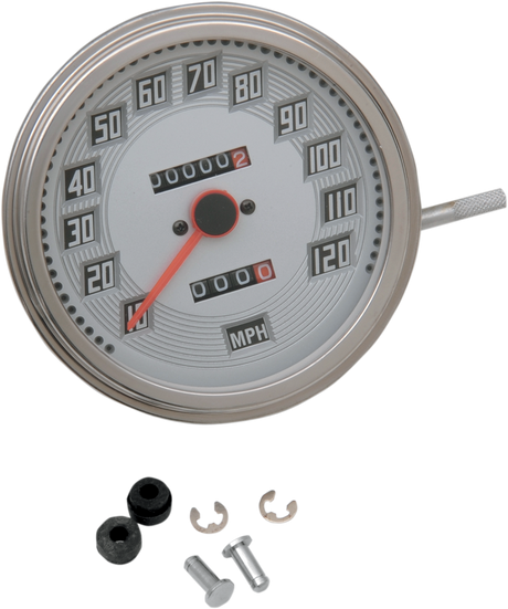 DRAG SPECIALTIES 5" MPH FL-Style 2:1 Speedometer with Tach - Billet Look White Face 75694 - Cycle City Outdoors