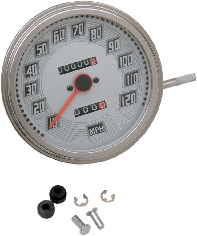 DRAG SPECIALTIES 5" MPH FL-Style 2:1 Speedometer with Tach - Billet Look White Face 75694 - Cycle City Outdoors