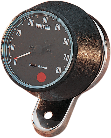 DRAG SPECIALTIES 8000 RPM Mechanical Tachometer - Chromed Bracket - Black Face 72701 - Cycle City Outdoors