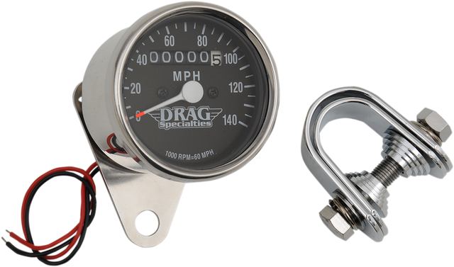 DRAG SPECIALTIES 2.4" MPH Mini LED Mechanical Speedometer/Indicators - Chrome Housing - Black Face - 1:1 21-6804DS1-BX15 - Cycle City Outdoors