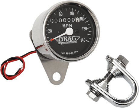 DRAG SPECIALTIES 2.4" MPH Mini LED Mechanical Speedometer/Indicators - Chrome Housing - Black Face - 2240:60 21-6809DS1-BX15 - Cycle City Outdoors
