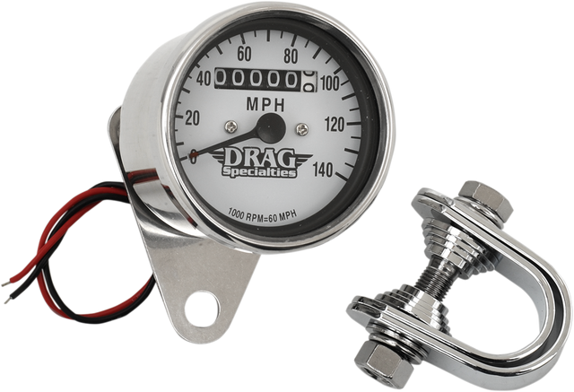 DRAG SPECIALTIES 2.4" MPH Mini LED Mechanical Speedometer/Indicators - Chrome Housing - White Face - 1:1 21-6824DS1-BX15 - Cycle City Outdoors