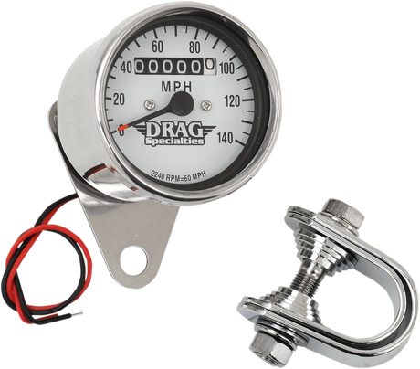 DRAG SPECIALTIES 2.4" MPH Mini LED Mechanical Speedometer/Indicators - Chrome Housing - White Face - 2240:60 21-6829DS1-BX15 - Cycle City Outdoors