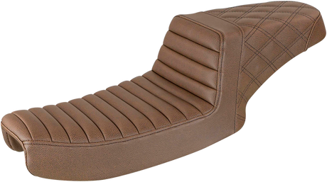 SADDLEMEN Step-Up Seat - Front Tuck-n-Roll/Rear Lattice Stitch - Brown 891-04-176BR