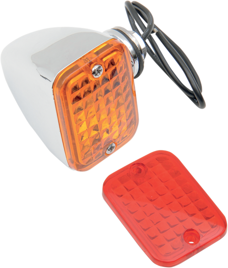 DRAG SPECIALTIES Rectangular Market Light - Single Filament - Amber/Red 163072-BC1 - Cycle City Outdoors