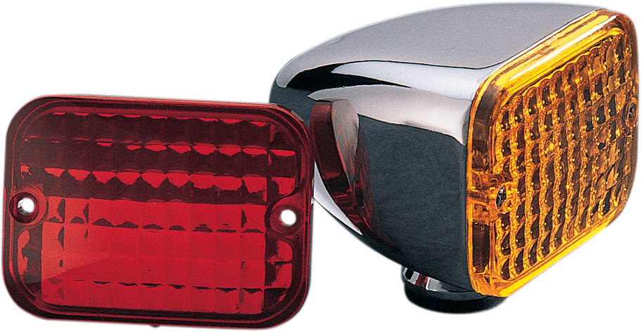 DRAG SPECIALTIES Rectangular Market Light - Dual Filament - Amber/Red 163075-BC216 - Cycle City Outdoors