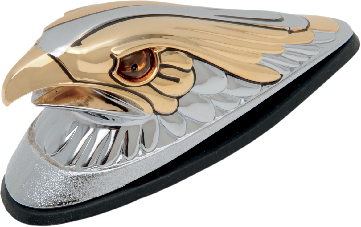 DRAG SPECIALTIES Gold Eagle Head with Lights - Amber Eyes - Large - Chrome 72923 - Cycle City Outdoors
