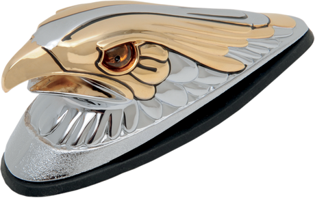 DRAG SPECIALTIES Gold Eagle Head with Lights - Amber Eyes - Large - Chrome 72923 - Cycle City Outdoors