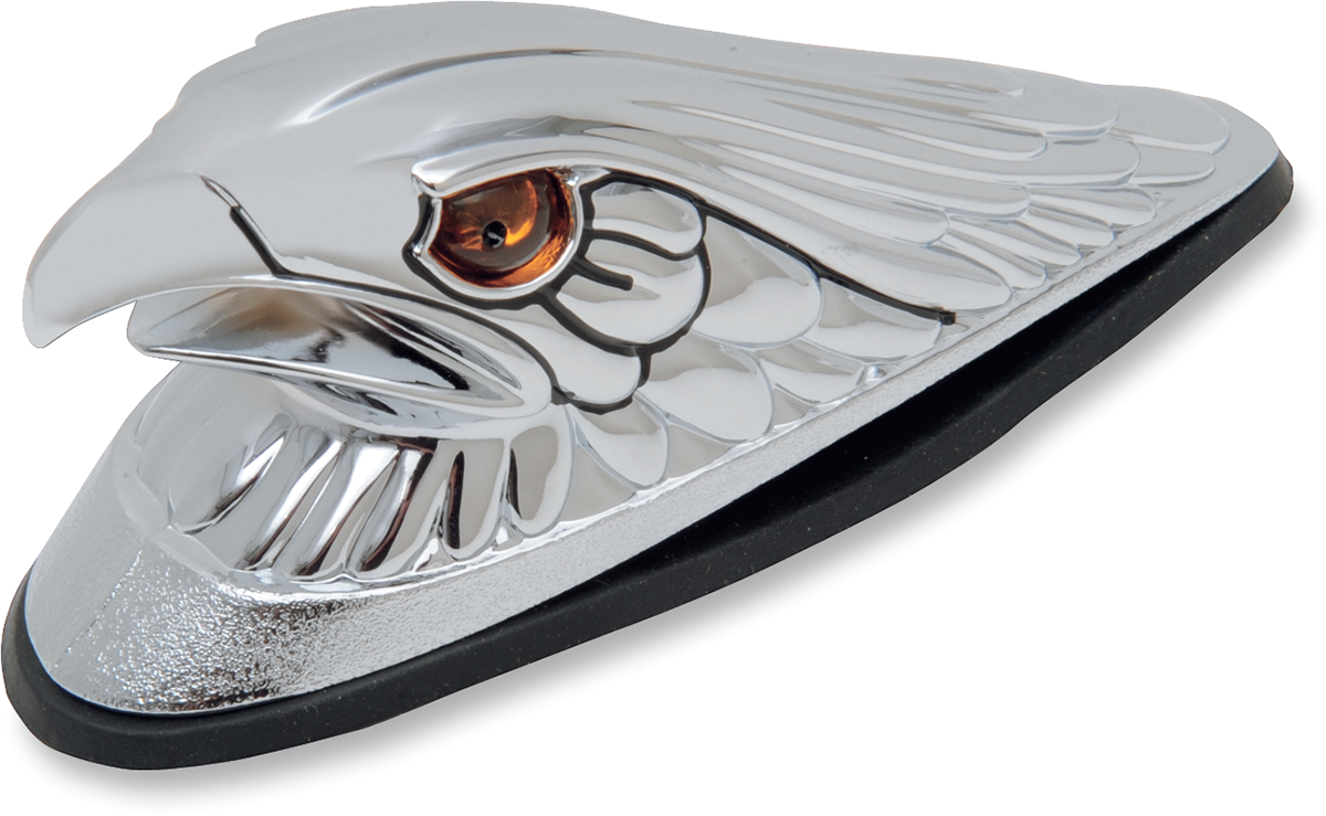 DRAG SPECIALTIES Eagle Head with Lights - Amber Eyes - Large - Chrome 72924 - Cycle City Outdoors