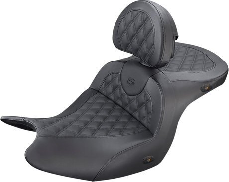 SADDLEMEN Heated Roadsofa™ Seat - Lattice Stitch - w/ Backrest - GL H18-07-182BRHCT