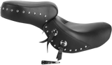 MUSTANG Seat - Wide - Touring - Without Backrest - One-Piece - Chrome Studded - Black w/Conchos - VT1100 75008