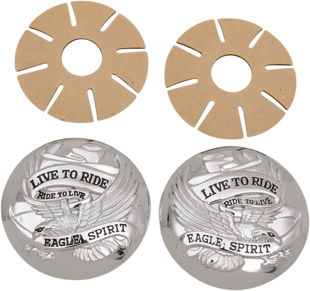 DRAG SPECIALTIES "Live to Ride" Gas Cap Covers - Chrome 03-0025A-BC230 - Cycle City Outdoors