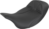 SADDLEMEN Dominator Solo Seat - Extended Reach - 808-07B-0042EXT - Black with Gray Stitching for Harley-Davidson '08-'23
