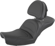 SADDLEMEN Explorer Seat - With Backrest - Stitched - Black - Dyna 896-04-030