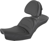 SADDLEMEN Explorer Seat - With Backrest - Stitched - Black - Dyna 896-04-030