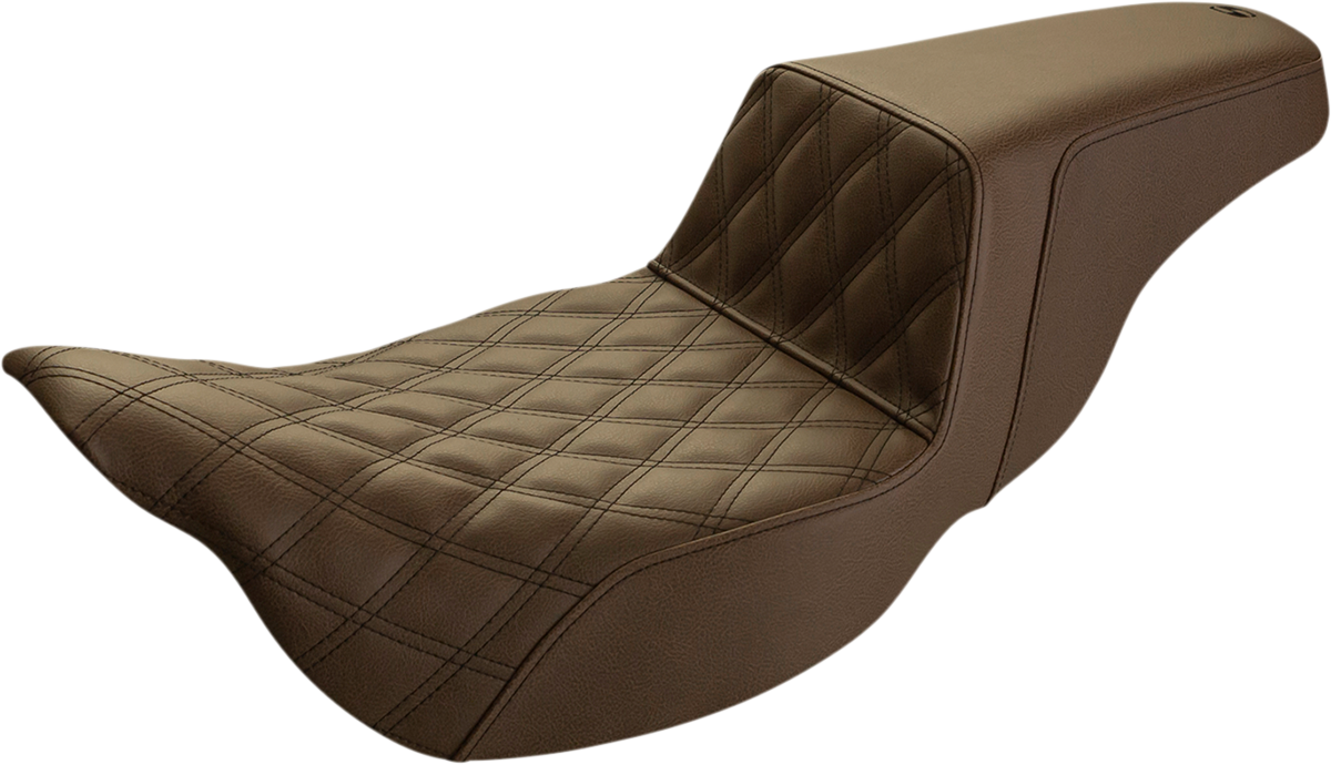 SADDLEMEN Step-Up Seat - Extended Reach - Front Lattice Stitch - Brown - FL '08-'23 - Part 808-07B-172BREX