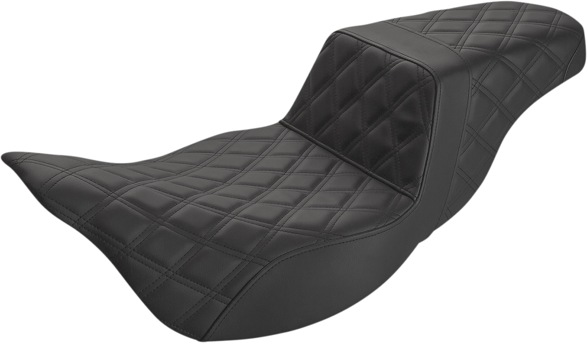SADDLEMEN Step-Up Seat - Extended Reach - Full Lattice Stitch - Black - FL '08-'23 - Part 808-07B-175E