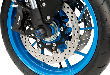 Puig Hi-Tech Parts 21623N Axle Sliders - Front - Black - Pair - Suzuki GSX-8R/S | Street