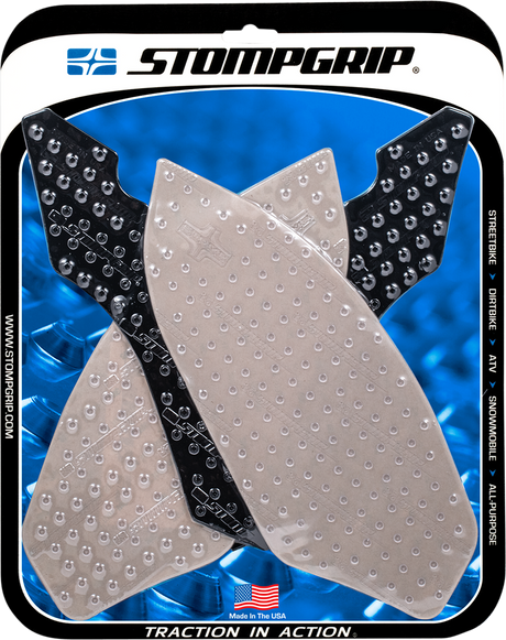 STOMPGRIP 55-10-0082H Tank Grips - Volcano - Clear/Black - BMW - S/HP '09-'14 | Street
