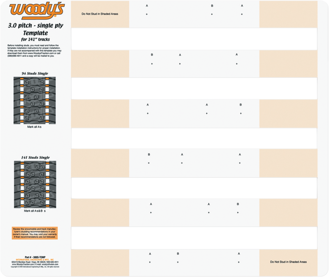 WOODY'S Studding Template - Track - 141" - 3" Pitch 300S-TEMP