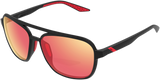 100% Kasia Aviator Sunglasses - Round - Black - Red Mirror 61042-100-43