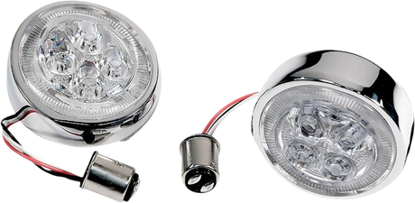 CIRO Rear Signal Light Inserts - Chrome - Red Lens 45401
