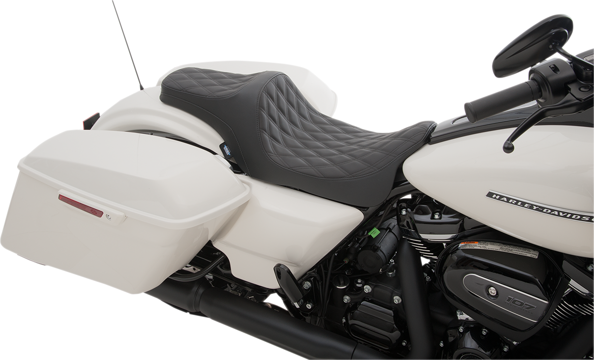 DRAG SPECIALTIES Predator III Seat - Double Diamond - Black Stitiched - FL '08-'23 0801-1114 - Cycle City Outdoors