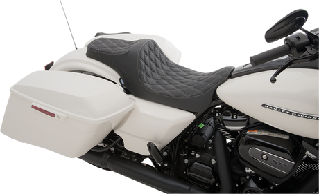 DRAG SPECIALTIES Predator III Seat - Double Diamond - Silver Stitched - FL '08-'23 0801-1115 - Cycle City Outdoors
