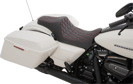 DRAG SPECIALTIES Predator III Seat - Double Diamond - Red Stitched - FL '08-'23 0801-1116 - Cycle City Outdoors
