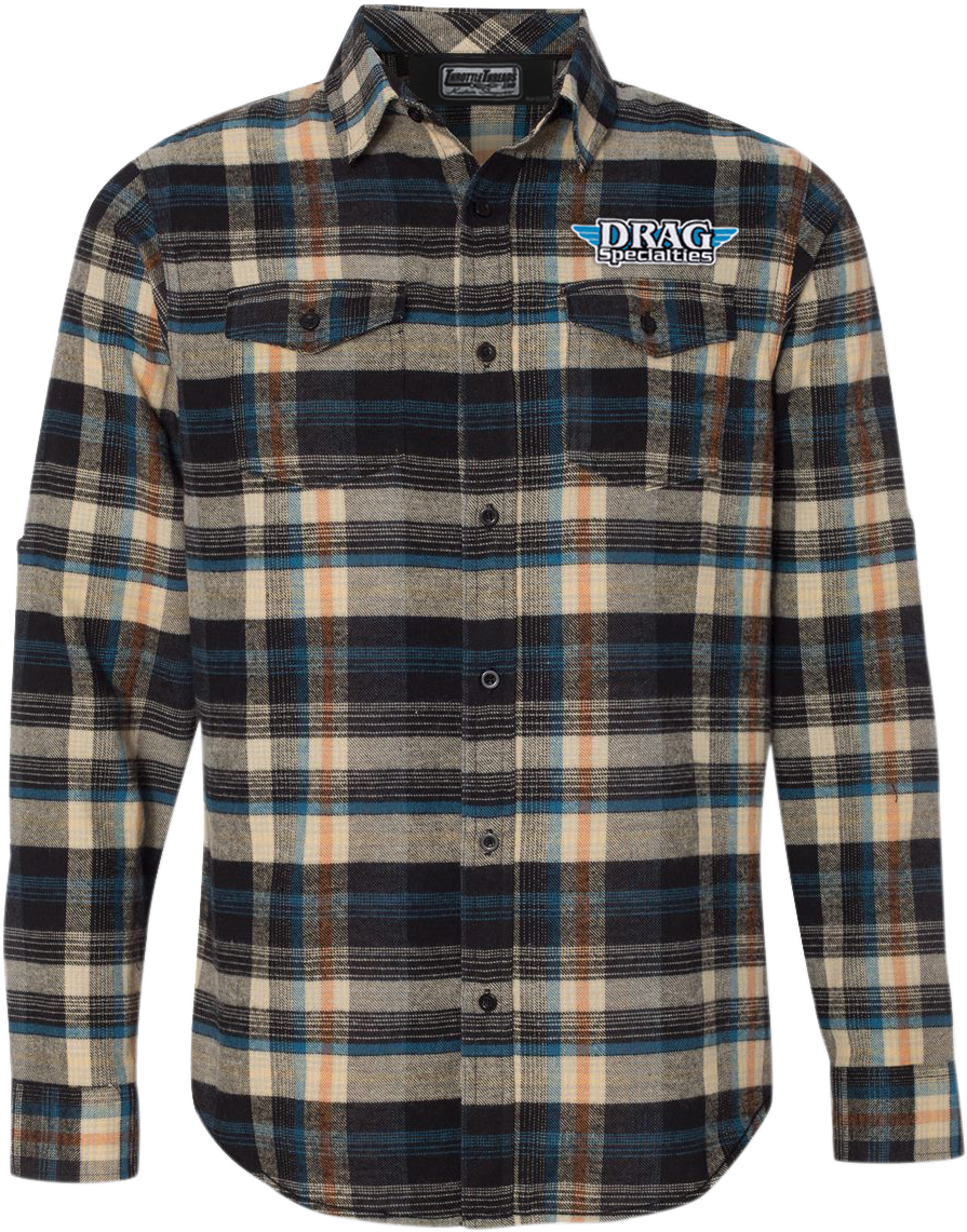 THROTTLE THREADS Drag Specialties Plaid Flannel Shirt - Khaki - 3XL DRG25S82KH3R - Cycle City Outdoors