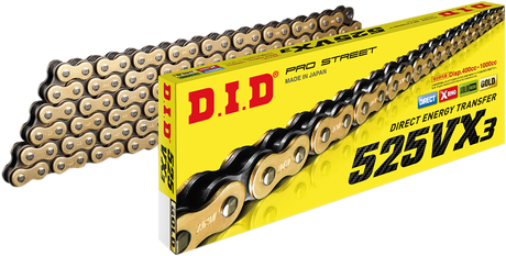 DID M525VX3G130ZB 525 VX3 - Drive Chain - 130 Links - Gold | Adventure/ATV/UTV