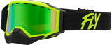 Zone Snow Goggle Black/Hi Vis W/ Green Mirror/Amber Lens - Cycle City Outdoors