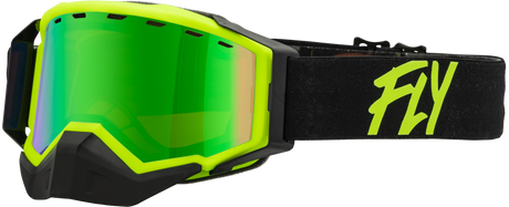 Zone Snow Goggle Black/Hi Vis W/ Green Mirror/Amber Lens - Cycle City Outdoors