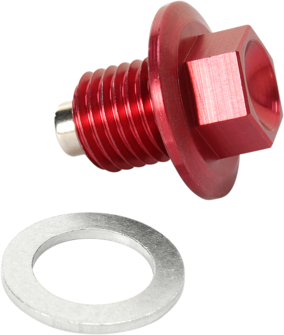 MOOSE RACING Magnetic Drain Plug - Red - Honda | Kawasaki | Suzuki | Yamaha DP107-3