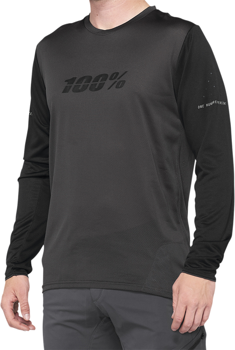 100% Ridecamp Long-Sleeve Jersey - Black/Charcoal - Medium 40028-00001