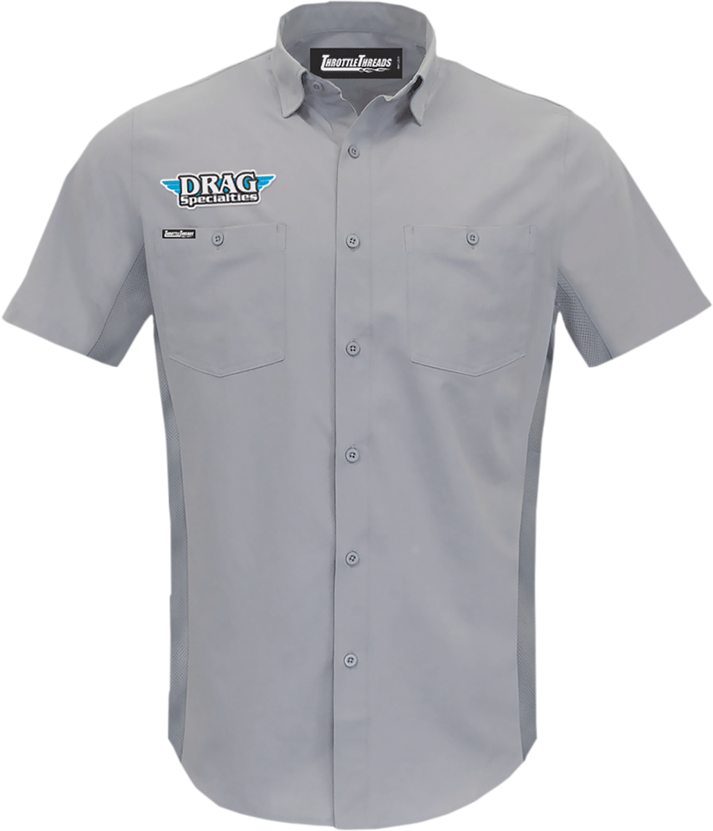 THROTTLE THREADS Drag Specialties Vented Shop Shirt - Gray - Large DRG31ST26GYLG - Cycle City Outdoors