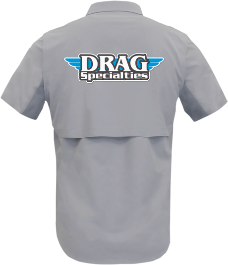 THROTTLE THREADS Drag Specialties Vented Shop Shirt - Gray - Large DRG31ST26GYLG - Cycle City Outdoors